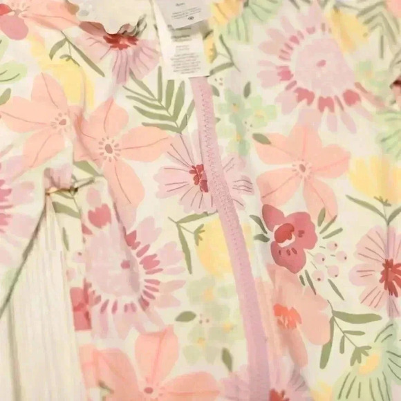 Carter's size 6 months rash guard long sleeve asymmetrical zip pink/yellow/purpl - Picture 4 of 14